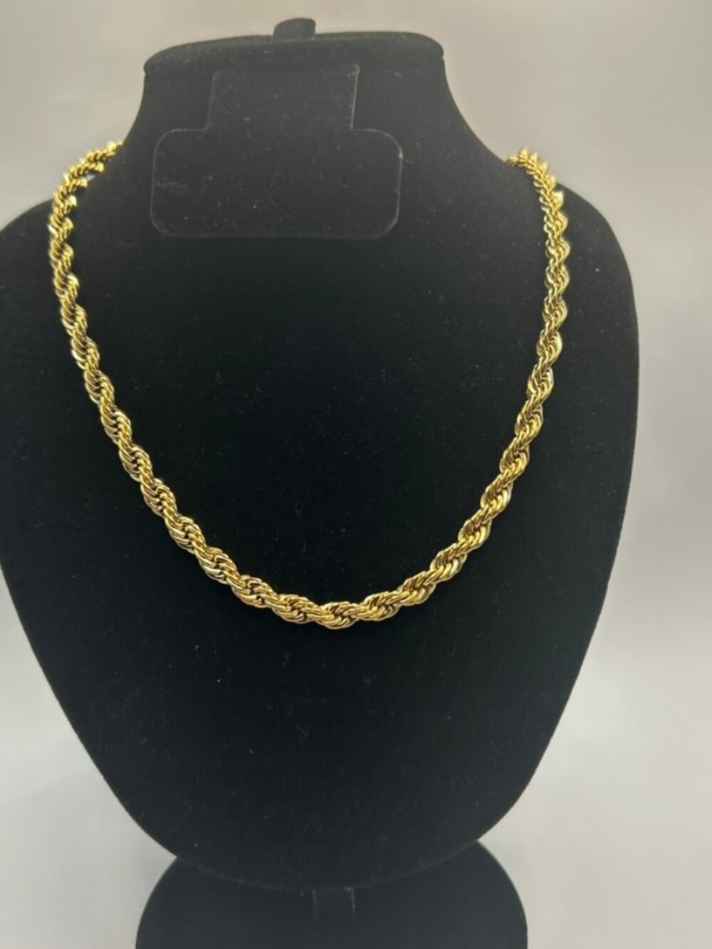 18k Real Gold Rope Chain Necklace 6mm 18 Inch Plated Womens Cute Non Tarnish